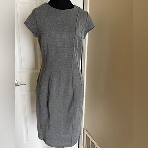 H&M Grey Knit Midi Dress with Back Zipper Size M